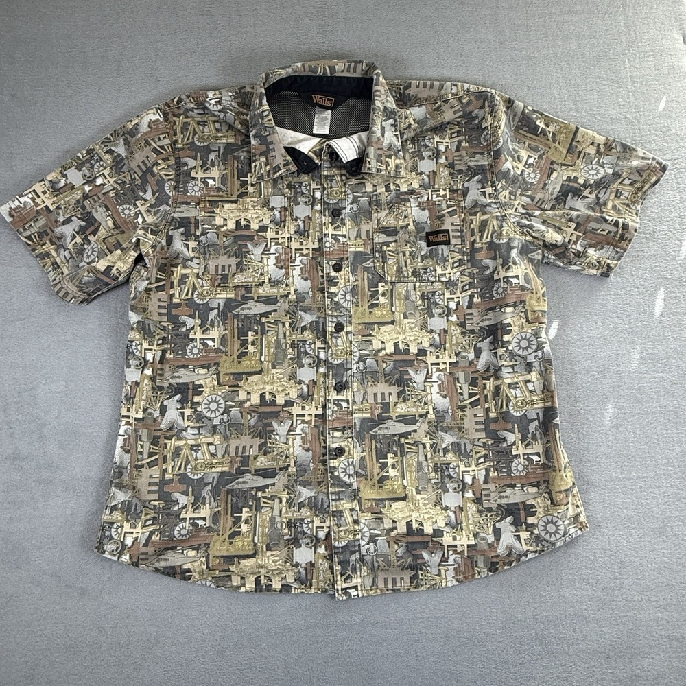 Walls Oilfield‎ Camo Shirt Mens XL Vented Short Sleeve Button Oil Rig